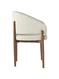 Chaise à accoudoirs en bois avec assise rembourrée Nemo, Tissu beige, foncé bois de frêne, larg. 61 x haut. 81 cm