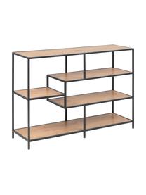 Scaffale in legno e metallo Seaford, Ripiani: pannello di fibra a media, Struttura: metallo verniciato a polv, Quercia selvatica, Larg. 114 x Alt. 78 cm