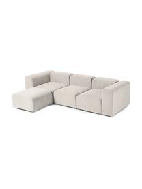Sofa modułowa z pufem Lena (4-osobowa), Tapicerka: tkanina (88% poliester, 1, Stelaż: drewno sosnowe, sklejka, , Nogi: tworzywo sztuczne, Kremowobiała tkanina, S 284 x G 181 cm