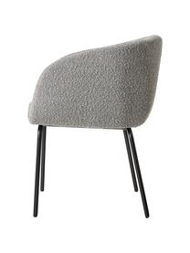 Bouclé fauteuils Alani in grijs, 2 stuks, Bekleding: 80 % polyester, 20 % acry, Poten: gepoedercoat metaal, Grijs, B 58 x H 78 cm