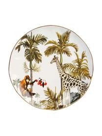Set 4 piattini da dessert con bordo oro e motivi tropicali Animaux, Porcellana, Multicolore, Ø 20 cm