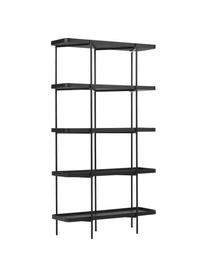 Estantería grande de madera y metal Renee, Estantes: tablero de fibras de dens, Estructura: metal con pintura en polv, Negro, An 100 x Al 180 cm