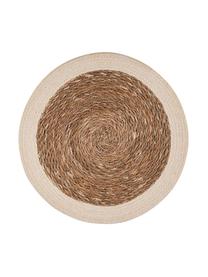 Manteles individuales redondos de seagrass Sauvage, 2 uds., Seagrass, yute, Beige, blanco crudo, Ø 38 cm