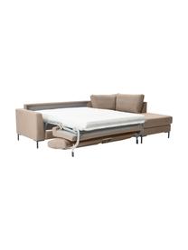 Canapé d'angle convertible pieds en métal Luna, Tissu brun, larg. 270 x prof. 184 cm, méridienne à droite