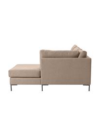 Canapé d'angle convertible pieds en métal Luna, Tissu brun, larg. 270 x prof. 184 cm, méridienne à droite