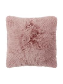 Housse de coussin 40x40 rose peau de mouton Oslo, Endroit : rose envers : gris clair, larg. 40 x long. 40 cm