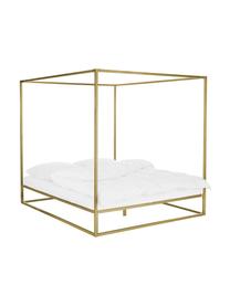 Łóżko z metalu z baldachimem Belle, Metal mosiądzowany, Odcienie złotego, matowy, S 180 x D 200 cm