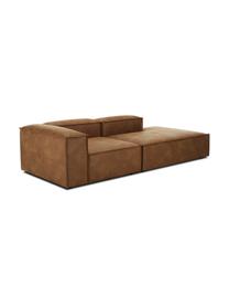 Diván modular de cuero reciclado Lennon, Tapizado: cuero reciclado (70% cuer, Estructura: madera de pino maciza, ma, Patas: plástico Las patas están , Cuero marrón, An 269 x F 119 cm, respaldo izquierdo