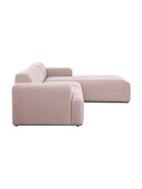 Sofa narożna Melva (4-osobowa), Tapicerka: 100% poliester Dzięki tka, Stelaż: lite drewno sosnowe z cer, Nogi: tworzywo sztuczne, Bladoróżowa tkanina, S 319 x G 196 cm, prawostronna
