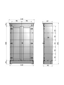 Armoire bois gris béton 2 portes Isabel, Gris béton, larg. 118 x haut. 191 cm
