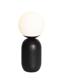 Lámpara de mesa pequeña Notti, Pantalla: vidrio opalino, Cable: cubierto en tela, Blanco, negro, Ø 15 x Al 35 cm