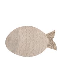 Alfombra lavable Big Fish, Parte superior: 97% algodón, 3% algodón r, Reverso: algodón reciclado, Beige, An 110 x L 180 cm