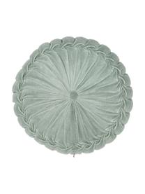 Coussin rond en velours Kanan, 100 % velours de coton, Vert sauge, Ø 40 cm