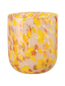 Glas-Windlicht Lulea mit Tupfen-Muster, Glas, Gelb, Gebrochenes Weiß, Rot, Transparent, Ø 15 x H 17 cm