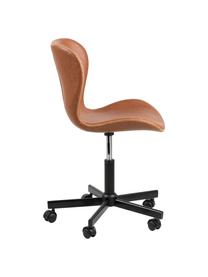 Krzesło biurowe ze sztucznej skóry Batilda, obrotowe, Tapicerka: sztuczna skóra, Nogi: metal malowany proszkowo, Skórzany koniakowy, S 55 x G 54 cm