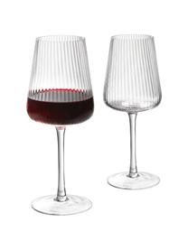 Ručně vyrobené sklenice na červené víno s rýhovaným povrchem Cami, 4 ks, Foukané sklo, Transparentní, Ø 9 cm, V 24 cm