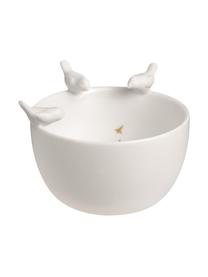 Bol decorativo pequeño Vögel, Porcelana, Blanco, dorado, Ø 8 x Al 4 cm