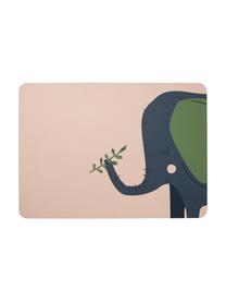 Tischset Leo Emma Elefant, 2 Stück, PVC mit Lederoptik, Hellrosa, Blau, Grün, B 33 x L 46 cm