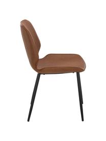 Chaise cuir synthétique rembourré Louis, 2 pièces, Cuir synthétique cognac, larg. 44 x prof. 58 cm
