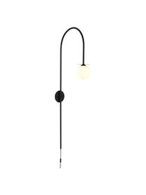 Wandleuchte Milo aus Opalglas, Lampenschirm: Opalglas, Schwarz, B 10 x T 32 cm