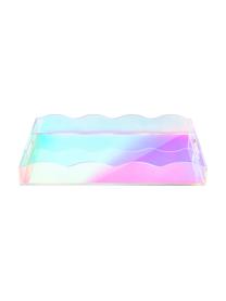 Decoratief dienblad Elsa met golvende rand, Acrylglas, Transparant, iriserend, B 25 x L 36 cm