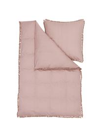 Pościel z bawełny z chwostami Polly, Brudny różowy, 200 x 200 cm + 2 poduszki 80 x 80 cm