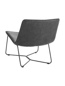 Kunstleder-Loungesessel Barrel, Bezug: 100 % Kunstleder, Gestell: Metall, beschichtet, Kunstleder Schwarz, B 68 x T 64 cm