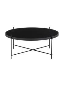 Runder Couchtisch Cupid mit abnehmbarer Glasplatte, Gestell: Metall, pulverbeschichtet, Tischplatte: Schwarzglas, Schwarz, Ø 83 cm