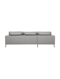 Sofa narożna z metalowymi nogami Cucita (3-osobowa), Tapicerka: tkanina (100% poliester) , Stelaż: lite drewno sosnowe z cer, Nogi: metal lakierowany Ten pro, Jasnoszara tkanina, S 262 x G 163 cm, lewostronna