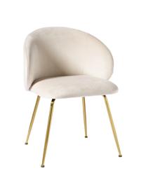 Samt-Polsterstühle Luisa, 2 Stück, Bezug: Samt (100 % Polyester) De, Beine: Metall, pulverbeschichtet, Samt Cremeweiß, Goldfarben, B 59 x T 59 cm