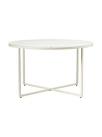 Tavolino rotondo da salotto con piano in vetro effetto travertino Antigua, Struttura: acciaio verniciato a polv, Effetto travertino, beige, Ø 80 cm