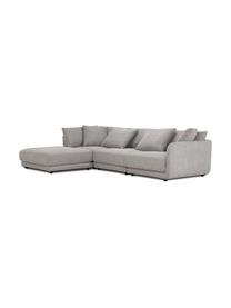 Modulares Sofa Jasmin (3-Sitzer) mit Hocker in Grau, Bezug: 85% Polyester, 15% Nylon , Gestell: Massives Fichtenholz FSC-, Füße: Kunststoff, Webstoff Grau, B 300 x H 84 cm
