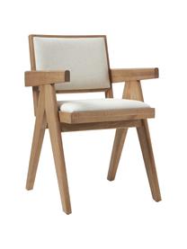 Polstrovaná židle s područkami Sissi, Světlé dřevo s polstrováním, Š 58 cm, H 52 cm