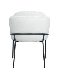 Sedia imbottita in velluto Polly, Rivestimento: velluto (100% poliestere), Gambe: metallo, Velluto bianco crema, nero, Larg. 57 x Prof. 55 cm