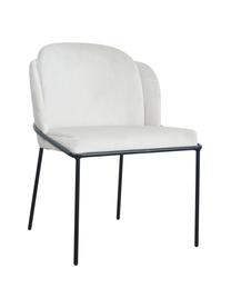 Sedia imbottita in velluto Polly, Rivestimento: velluto (100% poliestere), Gambe: metallo, Velluto bianco crema, nero, Larg. 57 x Prof. 55 cm
