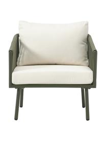 Garten-Lounge-Set Malo, 4-tlg., Bezug: 100 % Polyester Der hochw, Gestell: Aluminium, pulverbeschich, Tischplatte: Glas, Off White, Olivgrün, Set mit verschiedenen Größen
