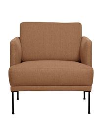 Fauteuil avec pieds en métal Fluente, Tissu nougat, larg. 74 x prof. 85 cm