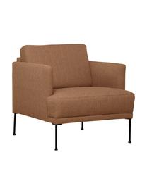 Fauteuil avec pieds en métal Fluente, Tissu nougat, larg. 74 x prof. 85 cm