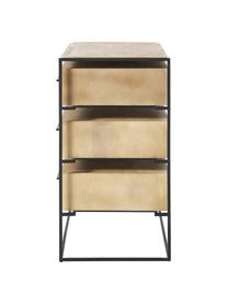 Schubladenkommode Lyle, Tischplatte: Massives Mangoholz, Helles Mangoholz, Schwarz, B 100 x H 82 cm