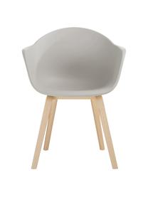 Krzesło z podłokietnikami z tworzywa sztucznego Claire, Nogi: drewno bukowe, Beżowoszary, S 60 x G 54 cm