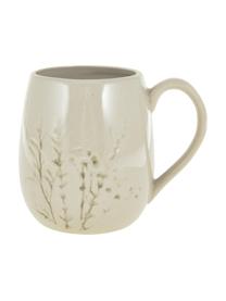 Handgemachte Tasse Bea mit Gräser-Motiv, Steingut, Beige, Ø 10 x H 11 cm, 400 ml