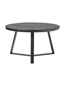 Runder Couchtisch Fortunata, Tischplatte: Glas, gehärtet, Gestell: Metall, gebürstet, Transparent, Schwarz, Ø 70 x H 40 cm