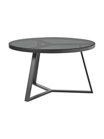Runder Couchtisch Fortunata, Tischplatte: Glas, gehärtet, Gestell: Metall, gebürstet, Transparent, Schwarz, Ø 70 x H 40 cm