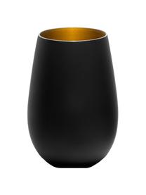 Kristallen longdrinkglazen Elements, 6 stuks, Kristalglas, gecoat, Zwart, messingkleurig, Ø 9 x H 12 cm, 465 ml
