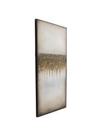 Handgemaltes Leinwandbild Prato, Bild: Acrylfarbe auf Leinwand, Rahmen: Tannenholz, Weiß, Goldfarben, B 100 x H 200 cm