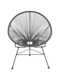 Fotel wypoczynkowy ze splotu z tworzywa sztucznego Bahia, Stelaż: metal malowany proszkowo, Ciemny szary, S 81 x G 73 cm