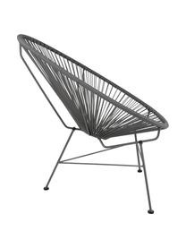 Fotel wypoczynkowy ze splotu z tworzywa sztucznego Bahia, Stelaż: metal malowany proszkowo, Szary, S 81 x G 73 cm