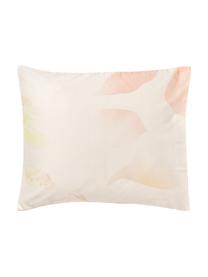 Katoensatijnen kussenhoes Marino met bloemenmotief, Weeftechniek: satijn Draaddichtheid 210, Beige, roodtinten, B 60 x L 70 cm