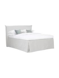 Letto boxspring Premium Violet, Materasso: nucleo a 5 zone di molle , Piedini: legno massiccio di betull, Tessuto grigio chiaro, Larg. 140 x lung. 200 cm, grado di durezza H2