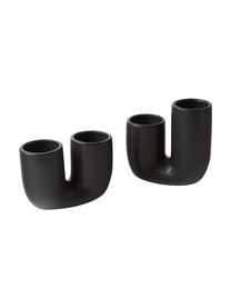 Set de jarrones artesanales de gres Filicio, 2 uds., Gres, Negro, Set de diferentes tamaños